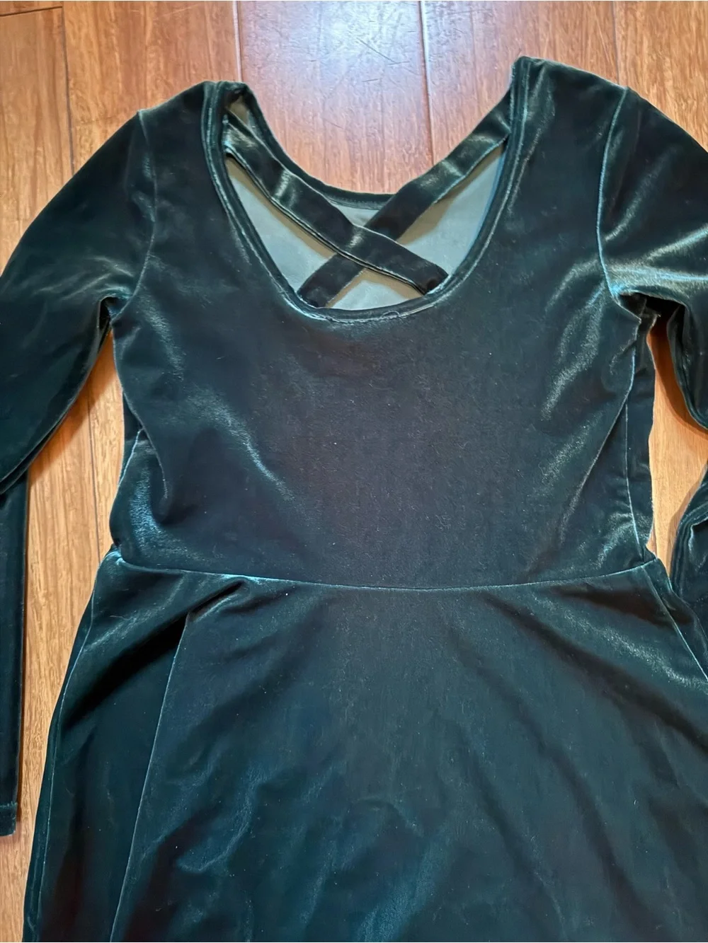 The Children's Place Dark Green Velvet Long-Sleeve Dress